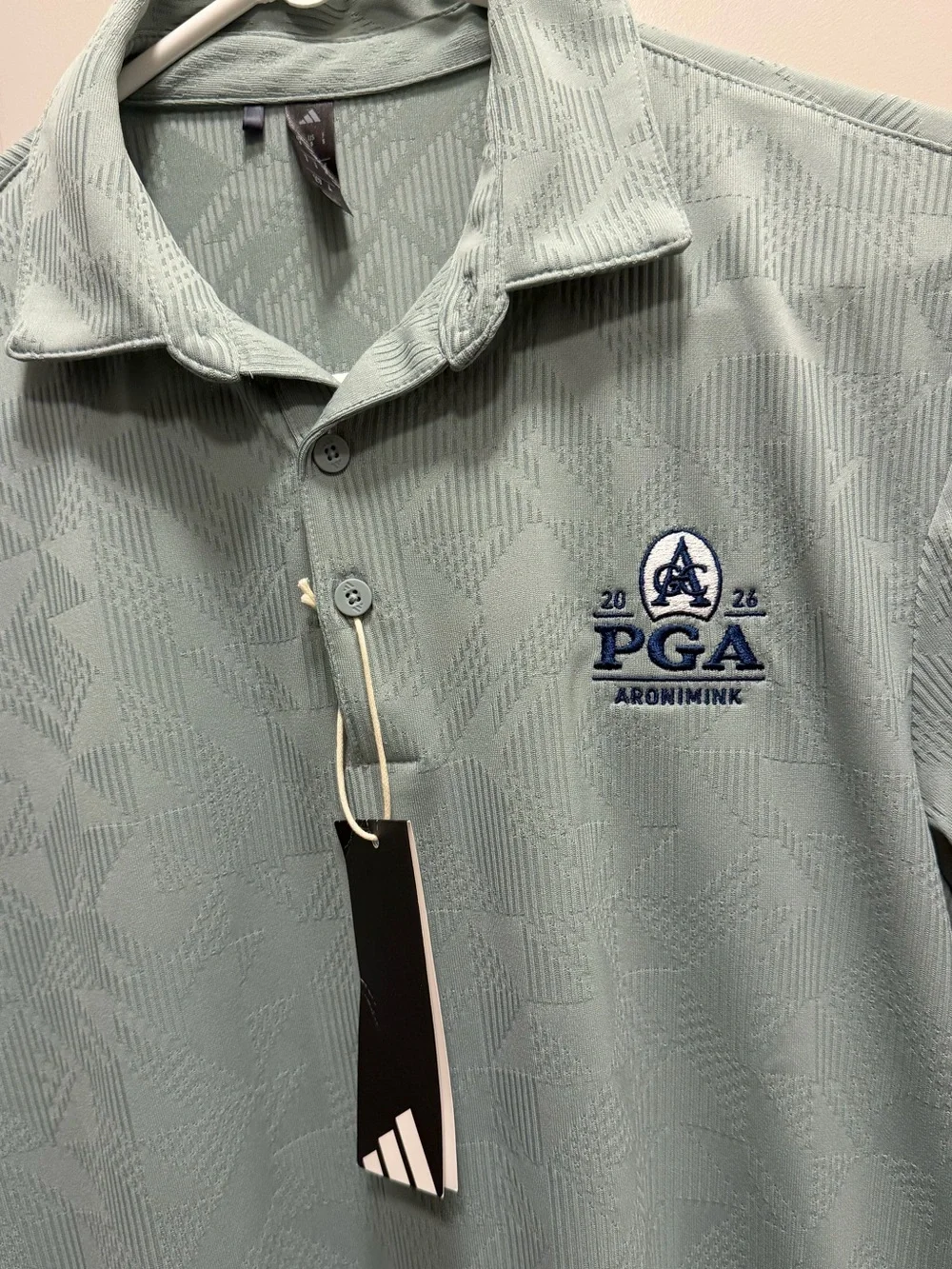 Green/Sage Micro‑Pattern Polo Golf PGA Championship Aronimink 2026 Small NWT